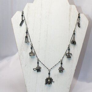 Sweet Romance U.S.A. Pewter Telephone Iconic Necklace